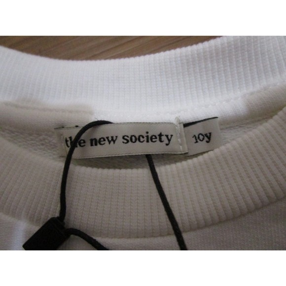 THE NEW SOCIETY IVORY YOLY SWEATER SWEATSHIRT PULLOVER NWT Ruffle Shoulder - Picture 3 of 11